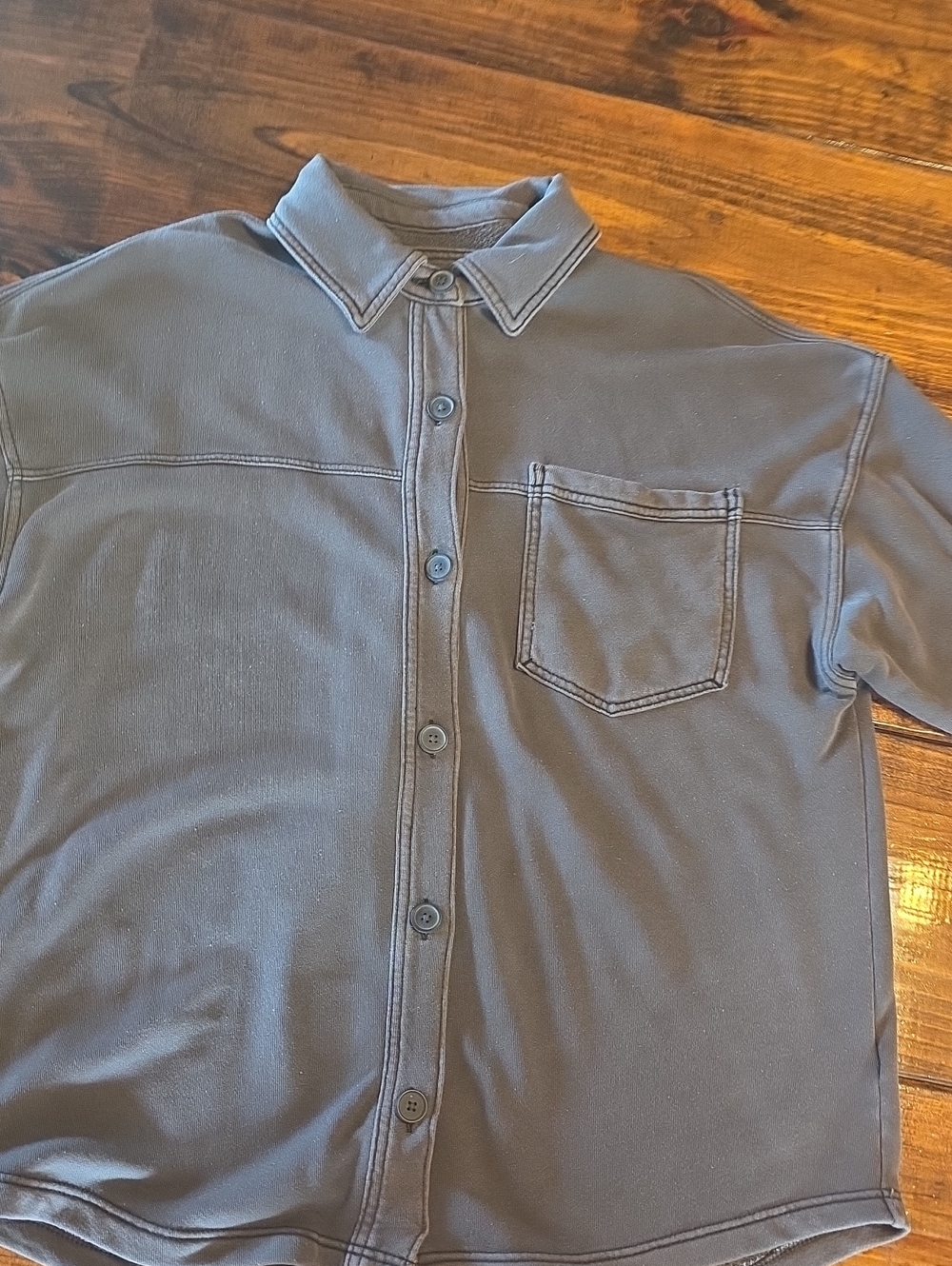 American Eagle Outfitters Black Washed Button-Down Sweatshirt Sz L